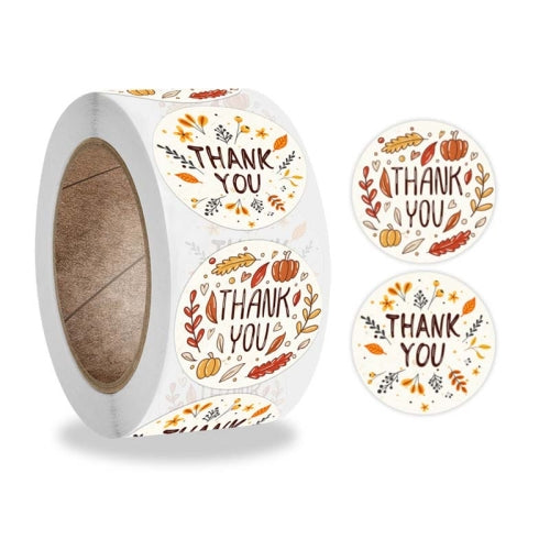 10 Rolls K-54 Thank You Floral Gift Decoration Sticker Label, Size: 3.8cm