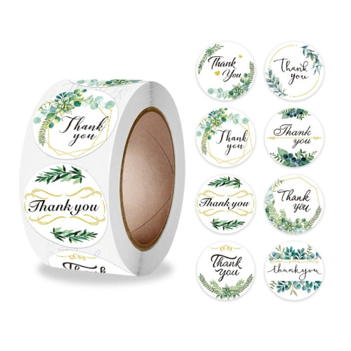 10 Rolls Thank You Floral Sticker Wedding Gift Decoration Label, Size: 2.5cm / 1inch(A-297)