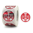 5 Rolls Wedding Happy Word Sticker Envelope Sealing Sticker Sugar Box Red Envelope Wedding Label, Diameter:, Colour: 38mm