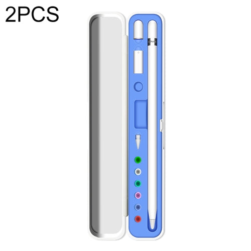 2 PCS Silicone Stylus Storage Box For Apple Pencil 1 / 2(Sea Blue)