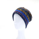 Small Floral Double-layer Warm Sleeve Cap Turban Cap Scarf, Size:56-60cm(Blue)