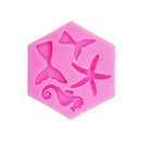 5 PCS Ocean Series Big And Small Fishtail Starfish Seahorse DIY Baking Liquid Silicone Mold(Pink)
