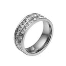 2 PCS Girls Simple Titanium Steel Diamond Ring, Size: US Size 8(Double Row Silver)