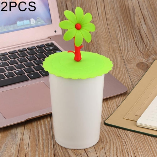 2 PCS Super Cute Sunflower Shape Reusable Silicone Cover Splicing Thermal Insulation Cover(Green)