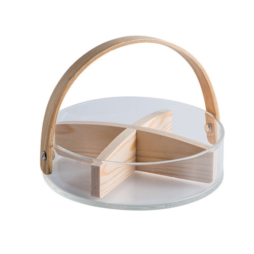 Glass Compartments Hand-Held Storage Basket Desserts Snacks Candies Dried Fruit Tray, Specification: Transparent