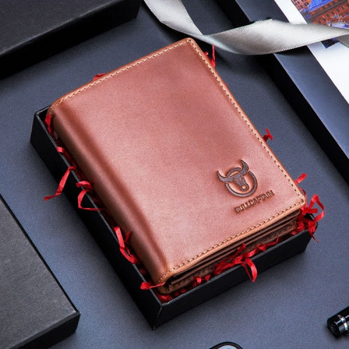 BUFF CAPTAIN 027 Men Short Anti-Theft Wallet Leather Multi-Card Thicken Wallet, Colour: Brown