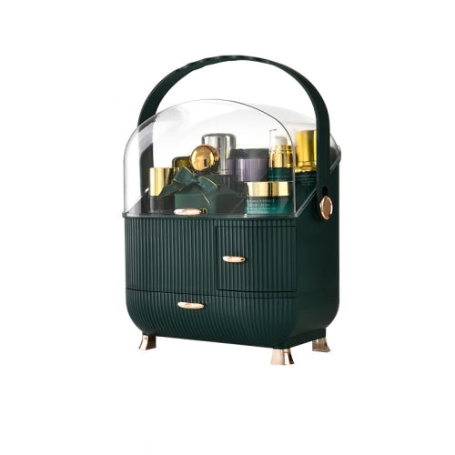 Cosmetic Storage Box Household Desktop Dustproof Large-Capacity Lipstick Skin Care Product Rack, Colour: Green