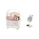 Cosmetic Storage Box Household Desktop Dustproof Large-Capacity Lipstick Skin Care Product Rack, Colour: White + Mirror