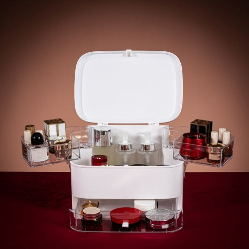 Cosmetic Storage Box Dustproof Skin Care Products Desktop Shelf, Colour: White Small Ordinary Model