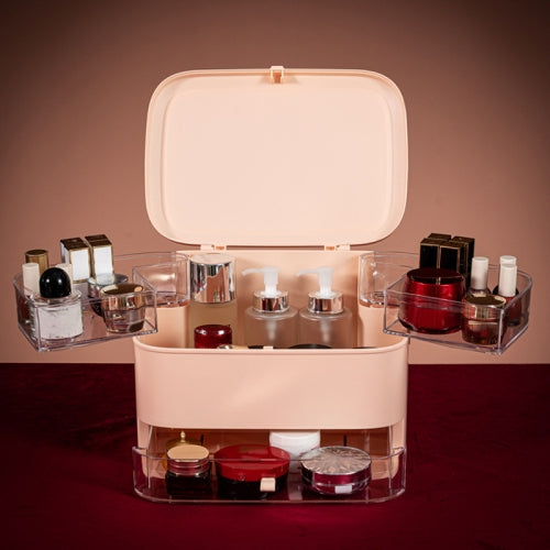 Cosmetic Storage Box Dustproof Skin Care Products Desktop Shelf, Colour: Pink Large Ordinary Model