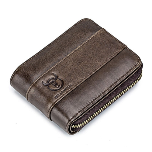 BUFF CAPTAIN 025 Leather Short Horizontal First-Layer Cowhide Wallet Multi-Function Card Tap Wallet(Brown)