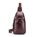 BUFF CAPTAIN 100 Men Leather Crossbody Shoulder Bag First-Layer Cowhide Multi-Function Sports Casual Chest Bag(Brown)