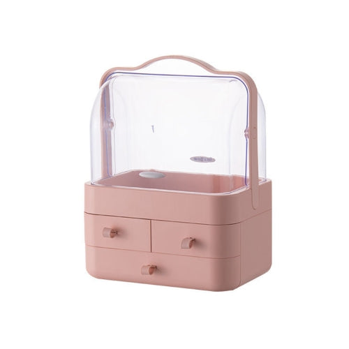 5999 Cosmetic Storage Box Dust-Proof Large-Capacity Household Desktop Organizer Skin Care Product Rack, Colour: Extra Large Coral Pink