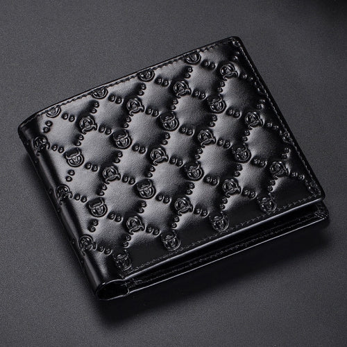 BUFF CAPTAIN 0204 Men Leather Horizontal And Vertical Wallet First-Layer Cowhide Anti-Theft Brush Card Clamp, Colour: Wisdom Black (Horizontal)