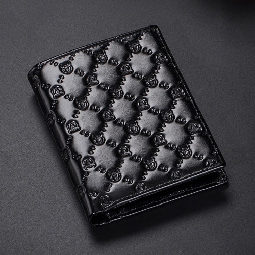 BUFF CAPTAIN 0204 Men Leather Horizontal And Vertical Wallet First-Layer Cowhide Anti-Theft Brush Card Clamp, Colour: Wisdom Black (Vertical)