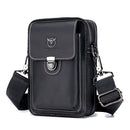 BUFF CAPTAIN 075 Men Belt Mobile Phone Waist Bag First-Layer Cowhide Multi-Function Diagonal Bag(Black)