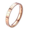 3 PCS Fashion Simple Narrow BE THECHANGE Ring Electroplated 18k Titanium Steel Couple Ring, Size: 6 US Size(Rose Gold)