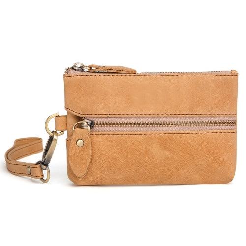Waist-Hanging Hand-Held Leisure Key Case Multi-Function Coin Purse(Light Brown)
