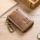 BUFF CAPTAIN 474 Multifunctional Leather Coin Purse Man Hanging Waist Door Anti-Brush Key Bag, Colour: Yellow Brown