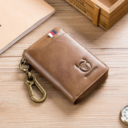 BUFF CAPTAIN 474 Multifunctional Leather Coin Purse Man Hanging Waist Door Anti-Brush Key Bag, Colour: Yellow Brown