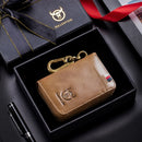 BUFF CAPTAIN 474 Multifunctional Leather Coin Purse Man Hanging Waist Door Anti-Brush Key Bag, Colour: Yellow Brown Gift Box