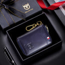 BUFF CAPTAIN 474 Multifunctional Leather Coin Purse Man Hanging Waist Door Anti-Brush Key Bag, Colour: Blue Gift Box