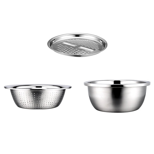 3 in 1 Stainless Steel Multifunctional Grater Kitchen Draining And Washing Basin Set(28cm)