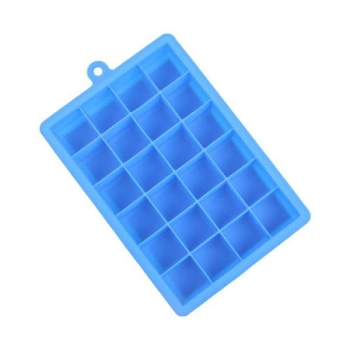 24 Grids Silicone Ice Cube Tray Molds Square Shape Ice Cube Maker Fruit Popsicle Ice Cream Mold(Dark blue)