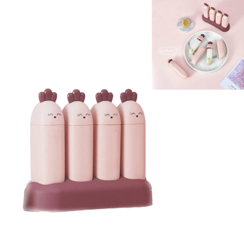 Summer Home Cartoon Cute Homemade DIY Creative Popsicle Ice Cream Mold Set, Style:Four Groups of Radish(Pink)