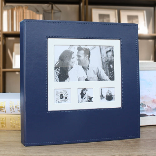 12 Inch 20 Pages/40P Leather Photo Album Self-Adhesive Souvenir Album DIY Laminated Photo Album(Blue)