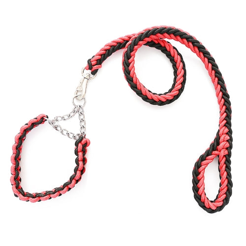 Dog Leash Braided Belt Pet Explosion-Proof Leash, Size: L(Chain Red+Black)