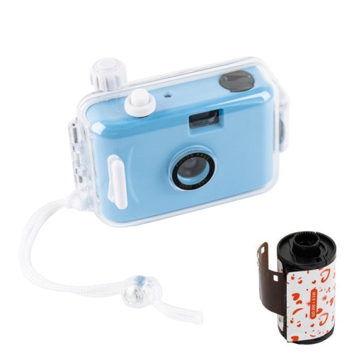 Cute Retro Film Waterproof Shockproof Camera With Disposable Film(Sky Blue White Shell)