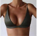 Summer Sexy Bikinis Women Swimsuit High Waisted Bathing Suits Swim Halter Push Up Bikini Padded Bra Bralette Swimwear, Size:L(Army Green)
