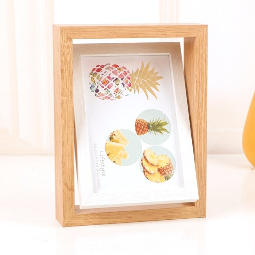 Wooden Rotating Double-Sided Swinging Table Photo Frame Size: 8 inch(Log + White)