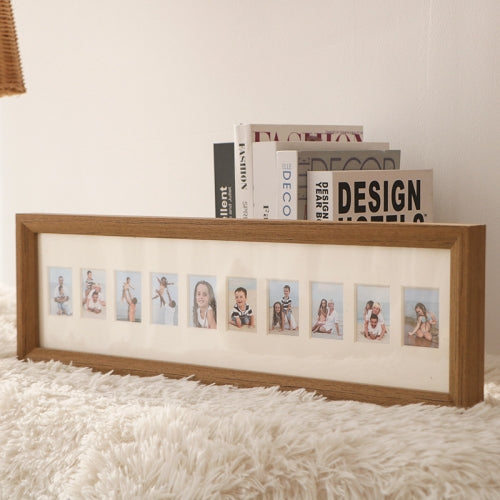 Baby Registration Photo Set-Up Solid Wood Photo Frame Infant Anniversary Frame, Inner frame size: 1 Inch 10 Sheets(Dark Wooden Color)