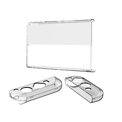 DOBE TNS-1133B Host Protection Kit + Left And Right Handle Crystal Anti-Fall Protection Cover For Switch OLED(Transparent Color)