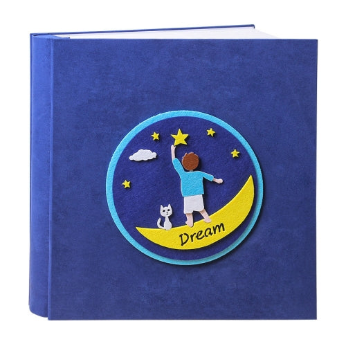 Large-Capacity Self-Adhesive Film-Covered Family Photo Album DIY Baby Growth Memorial Album, Specification: 60 Sheets120 Sides Black Card(Dream Boy)