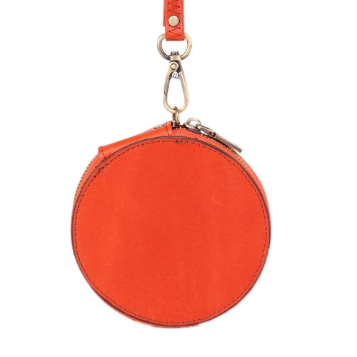 K058 Retro Cute Round Coin Storage Bag Casual Clutch(Orange)