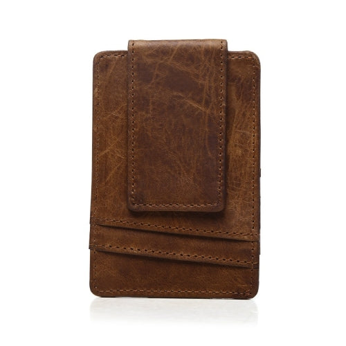 K011 Retro Card Holder With Magnetic Buckle Coin Wallet(Light Brown)