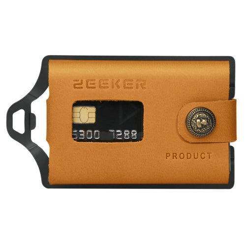 ZEEKER JK04 Metal Card Holder Leather EDC Wallet Stainless Steel Multifunction Card Holder, Colour: Yellow