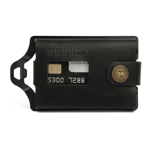 ZEEKER JK04 Metal Card Holder Leather EDC Wallet Stainless Steel Multifunction Card Holder, Colour: Black