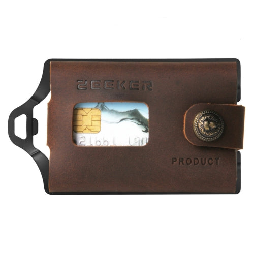 ZEEKER JK04 Metal Card Holder Leather EDC Wallet Stainless Steel Multifunction Card Holder, Colour: Coffee