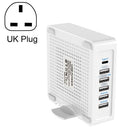 HW-A22 40W 5V 2.4A 6-Ports USB Fast Charger Adapter AC 100-240V, UK Plug
