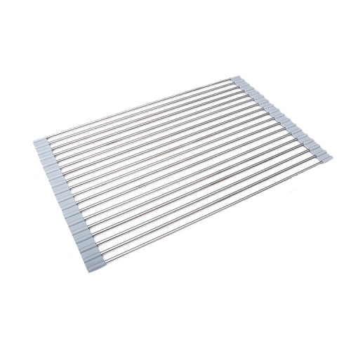 Folding Water Filters Kitchen Rack Sink Bowl Chopsticks Filters, Style: Stainless Steel 52x33cm