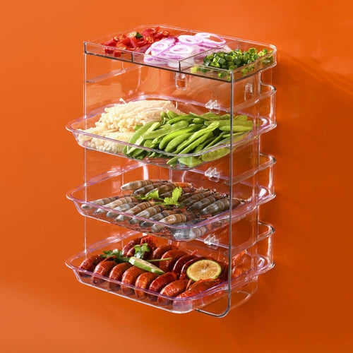 Multi-Function Punch-Free Multilayer Side Dish Kitchen Stacking Storage Rack, Specification: Transparent 3-layer