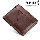 Stitching Leather Men Wallet RFID Anti-Theft Wallet(Coffee)