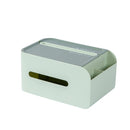 Home Desktop Multifunctional Tissue Box Remote Control Mask Storage Box(Light Green)