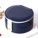 Portable PU Leather Double Jewelry Box Earring Storage Box(Navy Blue)