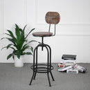 Industrial Style Bar Stool Height Adjustable Swivel Chair Pine Top and Back Bar Furniture