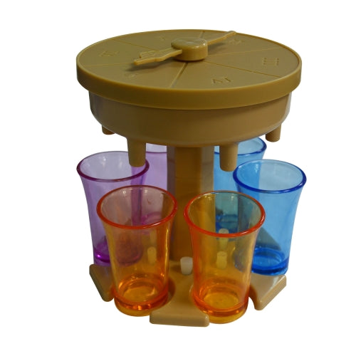 6 Cups Wine Dispenser Automatic Diversion Wine Pourer With Game Turntable, Style: Round Brown with Color Cup